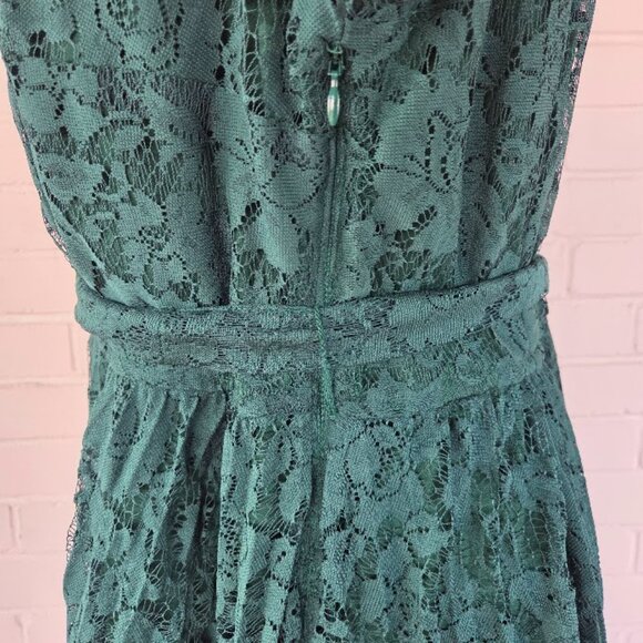 Lane Bryant Lace Colorblock Pleated Midi Dress in Emerald Green and Black Size14 - Picture 10 of 15
